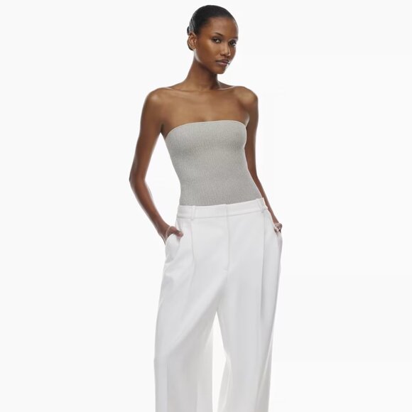 Aritzia Babaton Tube Top Sculpt Knit Silver - Picture 2 of 12